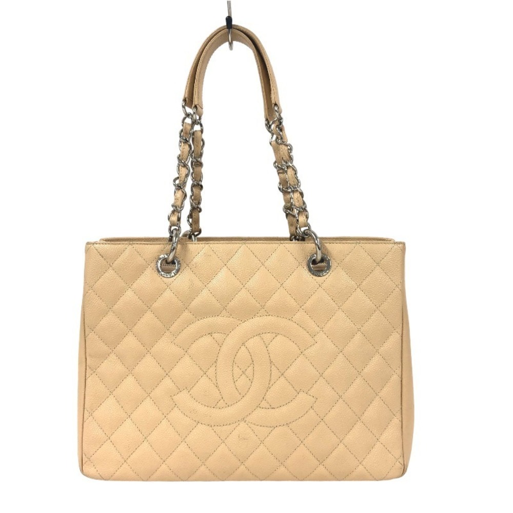 CHANEL GST chain tote beige caviar skin tote bag